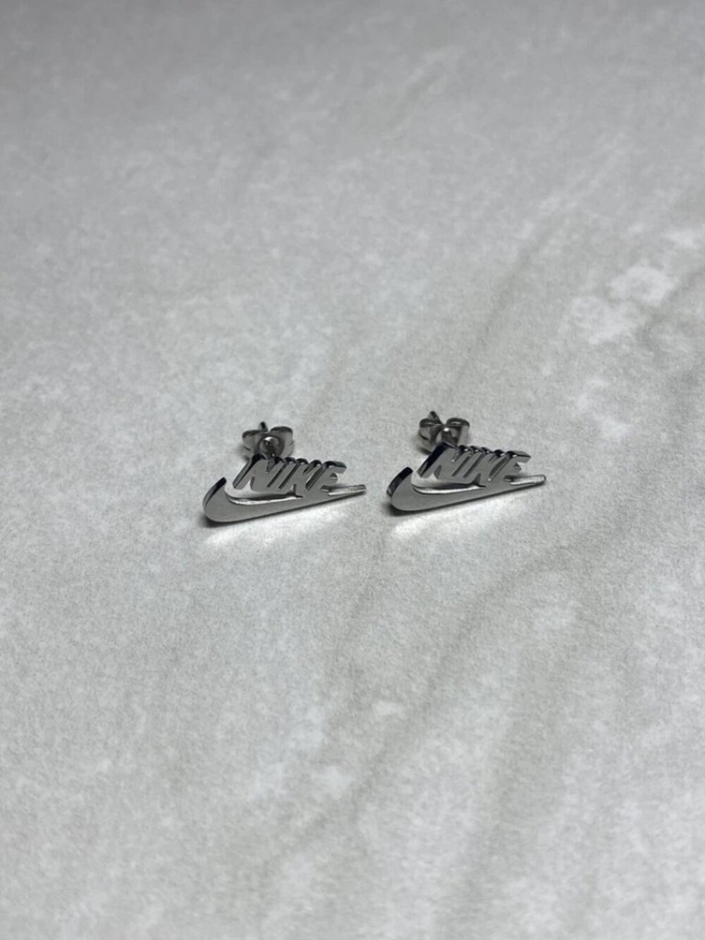 Silver Nike Earrings - Silver Studs - Unisex - Y2K